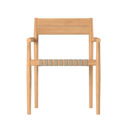 Siena Teak Woven Stackable Patio Armchair 4PC-Outdoor Accent Chairs-HiTeak-LOOMLAN