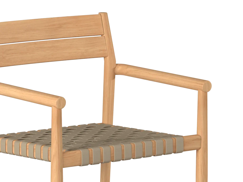 Siena Teak Woven Stackable Patio Armchair 4PC-Outdoor Accent Chairs-HiTeak-LOOMLAN