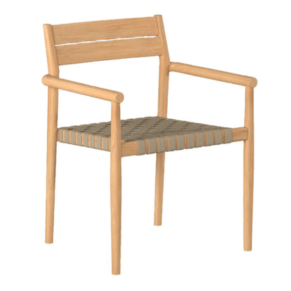 Siena Teak Woven Stackable Patio Armchair 4PC-Outdoor Accent Chairs-HiTeak-With Arms-LOOMLAN