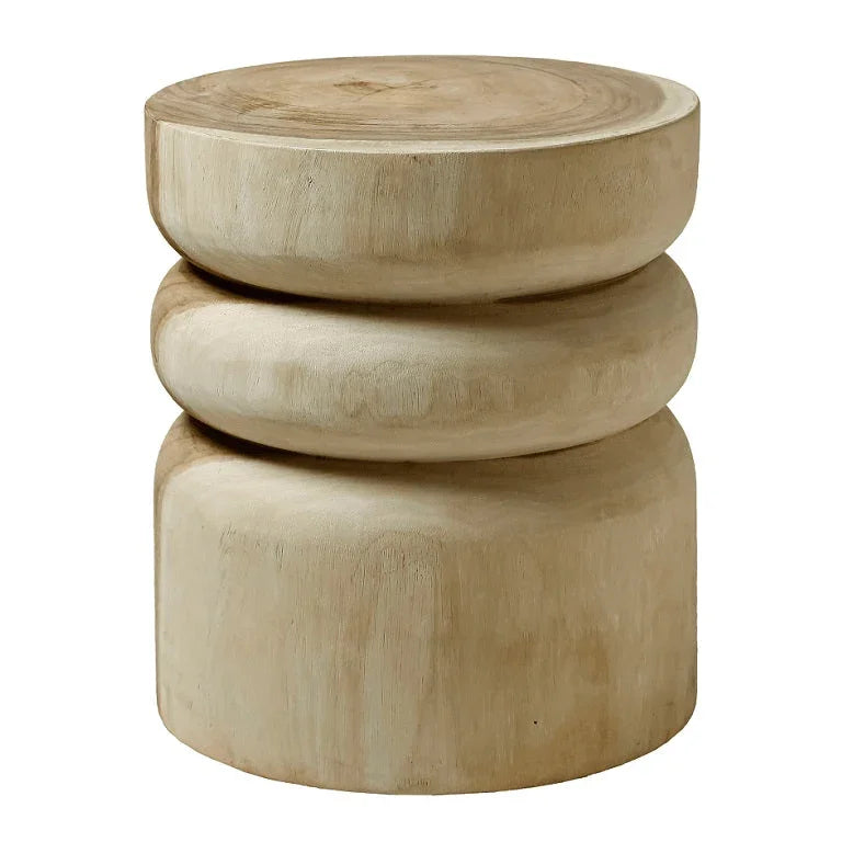 Siera Natural Suar Wooden Outdoor Stool-Garden Stools-Artesia-LOOMLAN