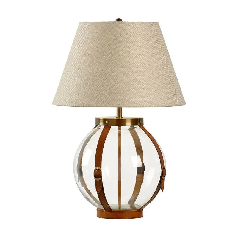 Sierra Chestnut Leather Straps Brass Accents Table Lamp - LOOMLAN - Chelsea House - Table Lamps