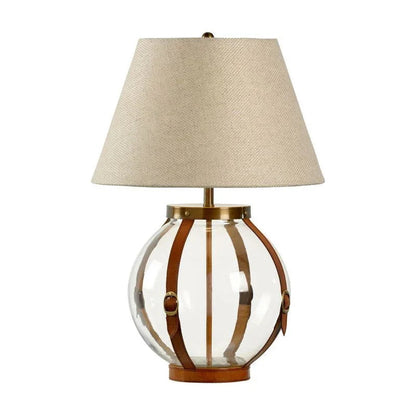 Sierra Chestnut Leather Straps Brass Accents Table Lamp - LOOMLAN - Chelsea House - Table Lamps