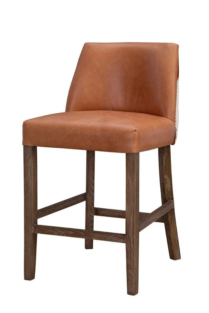 Sierra Honey Toned Leather Counter Stool - LOOMLAN - Furniture Classics - Counter Stools