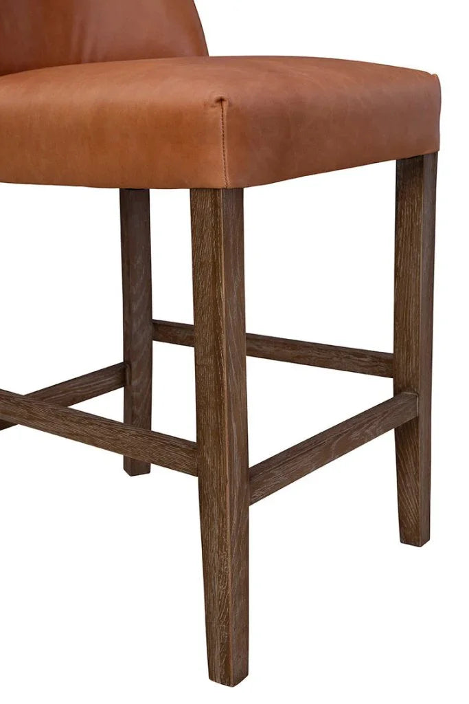 Sierra Honey Toned Leather Counter Stool - LOOMLAN - Furniture Classics - Counter Stools