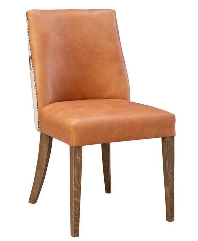 Sierra Honey Toned Leather Side Chair - LOOMLAN - Furniture Classics - Accent Chairs