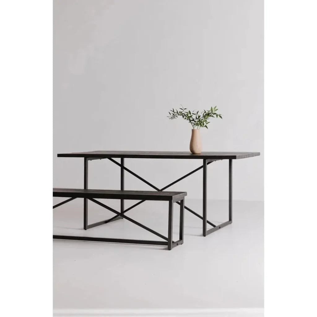Sierra Wood and Steel Black Bench - LOOMLAN - Moe's Home - Bedroom Benches