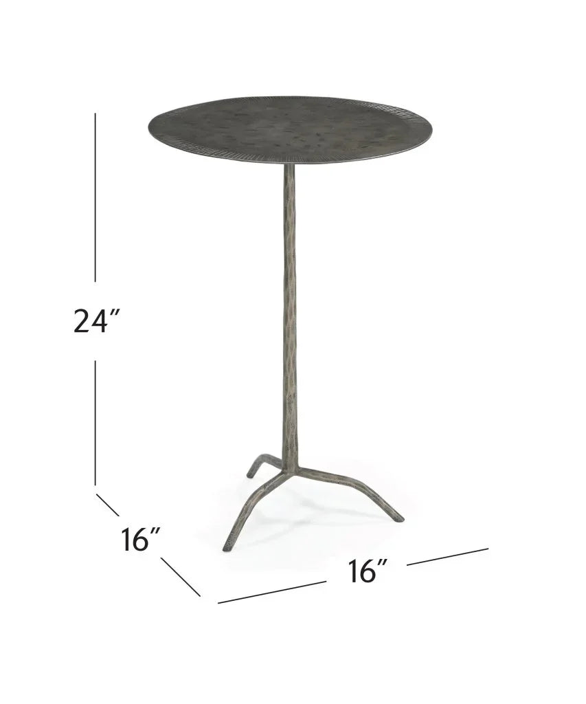 Silas Hammered Metal Design Accent Table - LOOMLAN - Bassett Mirror - Side Tables