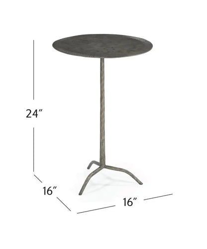 Silas Hammered Metal Design Accent Table - LOOMLAN - Bassett Mirror - Side Tables