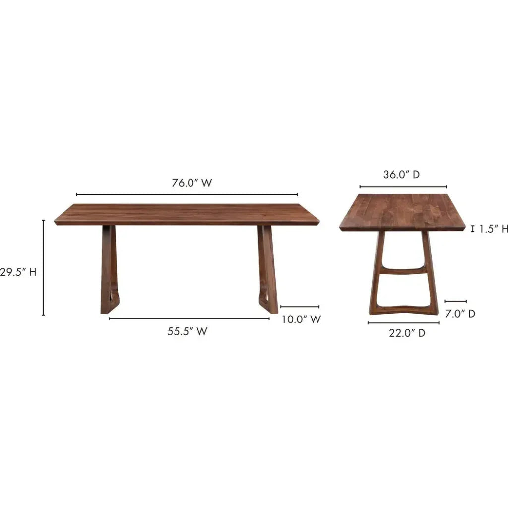 Silas Solid Walnut Rectangle Wood Dining Table-Dining Tables-Moe's Home-LOOMLAN