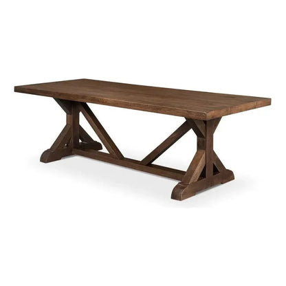 Silas Walnut Finish Dining Table Seats 8-Dining Tables-Sarreid-LOOMLAN