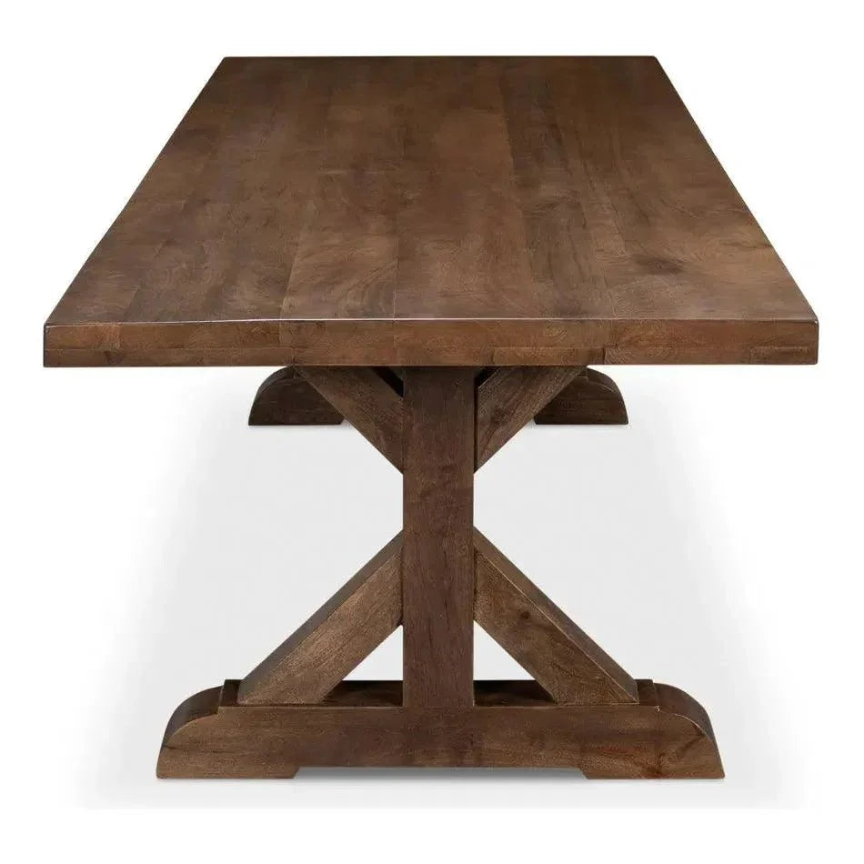 Silas Walnut Finish Dining Table Seats 8-Dining Tables-Sarreid-LOOMLAN