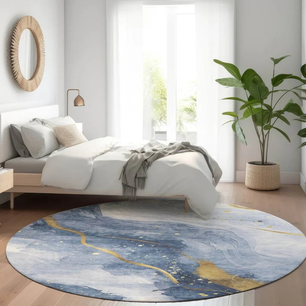 Silavie Blue Washable Indoor - Outdoor Rug - LOOMLAN - LOOMLAN Rugs - Outdoor Rugs