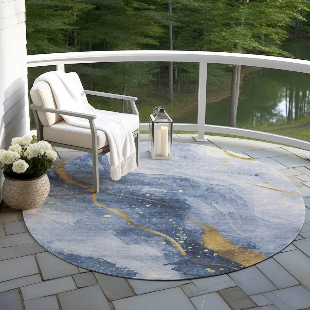 Silavie Blue Washable Indoor - Outdoor Rug - LOOMLAN - LOOMLAN Rugs - Outdoor Rugs