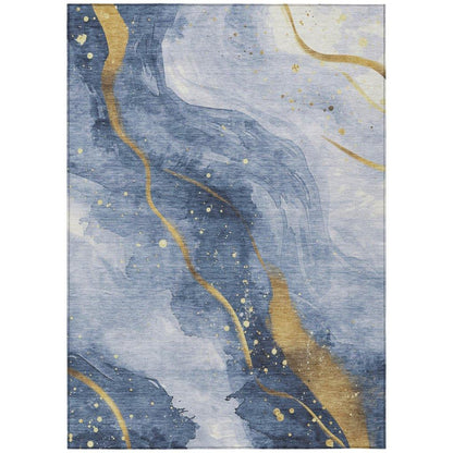 Silavie Blue Washable Indoor - Outdoor Rug - LOOMLAN - LOOMLAN Rugs - Outdoor Rugs