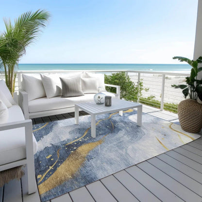 Silavie Blue Washable Indoor - Outdoor Rug - LOOMLAN - LOOMLAN Rugs - Outdoor Rugs