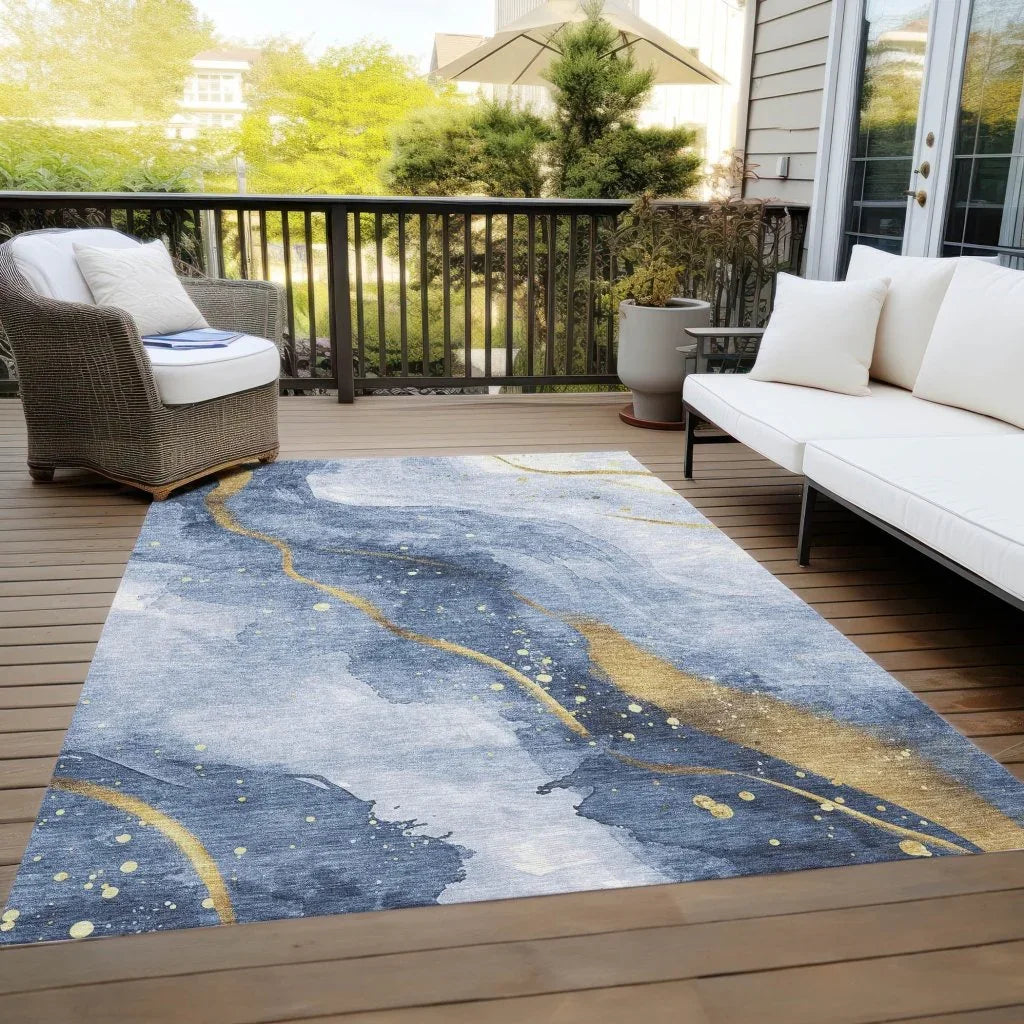 Silavie Blue Washable Indoor - Outdoor Rug - LOOMLAN - LOOMLAN Rugs - Outdoor Rugs