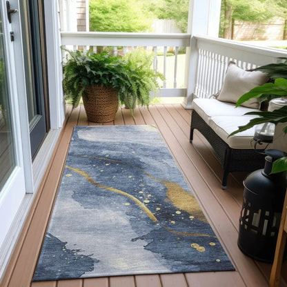 Silavie Blue Washable Indoor - Outdoor Rug - LOOMLAN - LOOMLAN Rugs - Outdoor Rugs