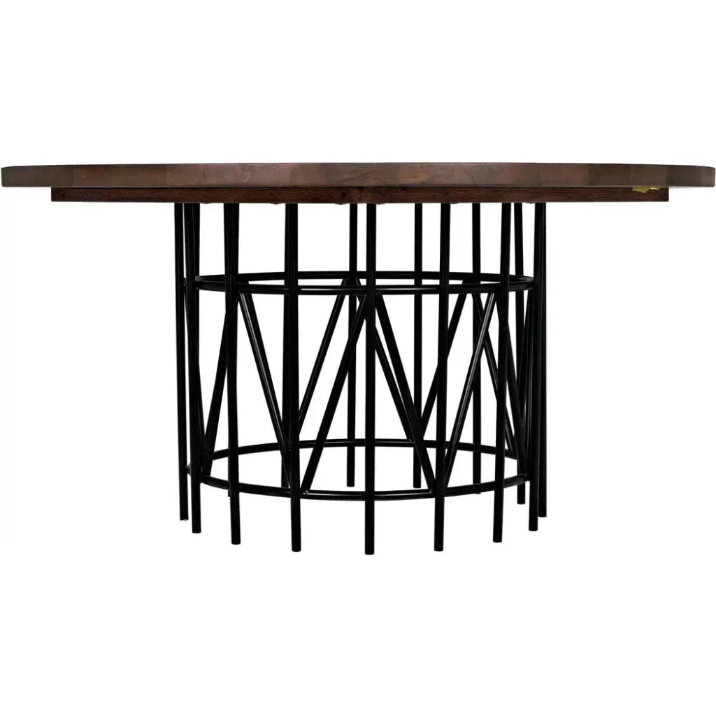 Silberman Dining Table, Dark Walnut W/Black Steel Base-Dining Tables-Noir-LOOMLAN