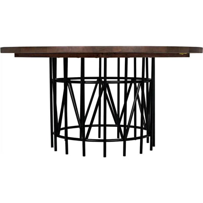 Silberman Dining Table, Dark Walnut W/Black Steel Base-Dining Tables-Noir-LOOMLAN