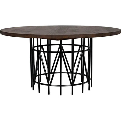 Silberman Dining Table, Dark Walnut W/Black Steel Base-Dining Tables-Noir-LOOMLAN