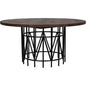 Silberman Dining Table, Dark Walnut W/Black Steel Base-Dining Tables-Noir-LOOMLAN