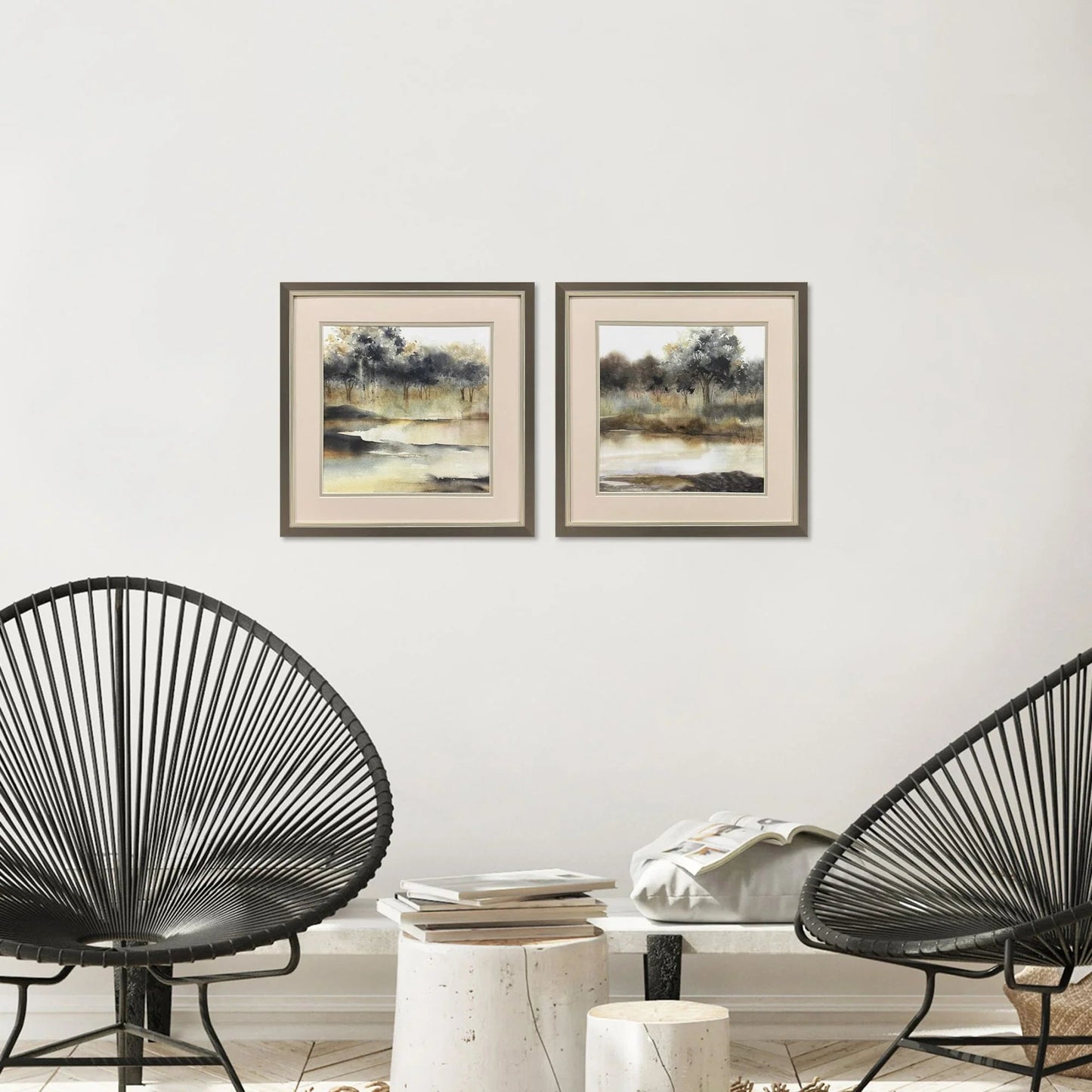 Silent Waters Blue Framed Wall Art 2PC