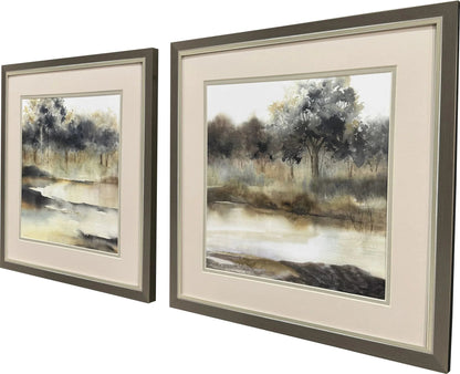 Silent Waters Blue Framed Wall Art 2PC