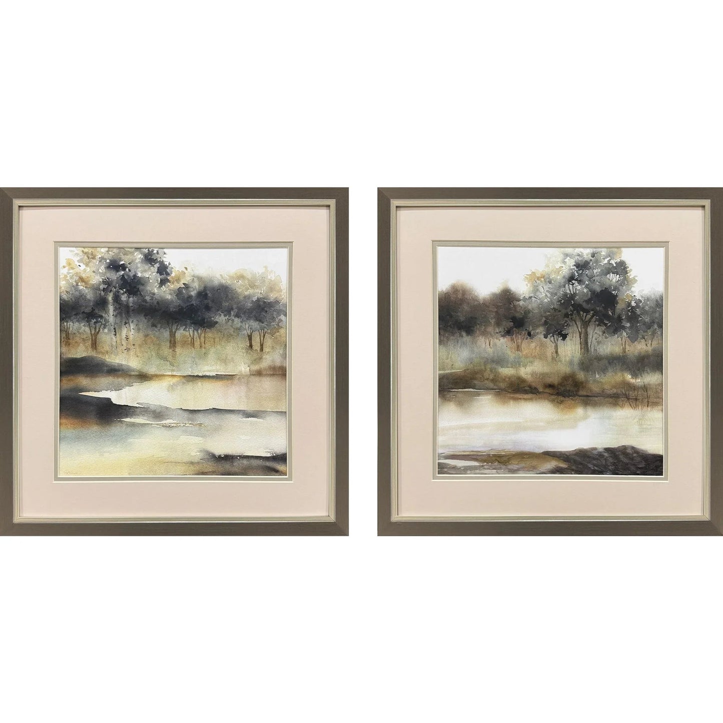 Silent Waters Blue Framed Wall Art 2PC