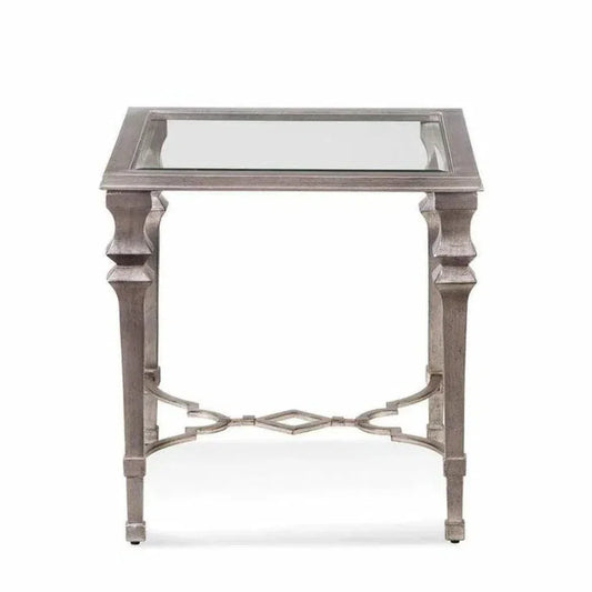 Silver Leaf Metal End Side Square Accent Table - LOOMLAN - Bassett Mirror - Side Tables
