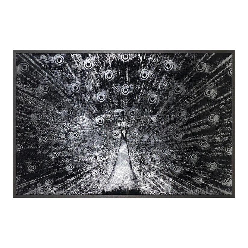 Silver Plumage 72" x 48" Charcoal Frame Luxe Wall Art-Framed Wall Art-SUNPAN-LOOMLAN