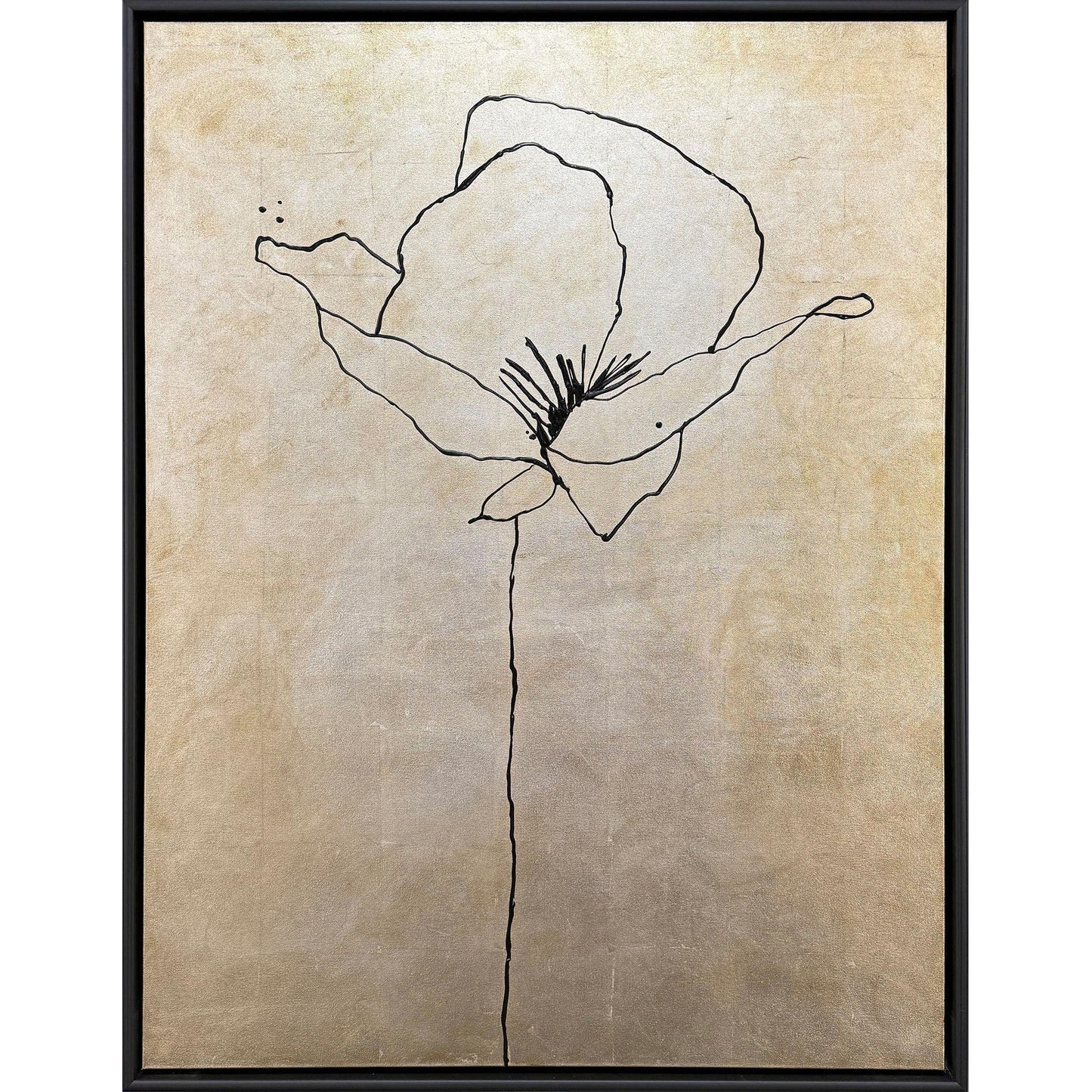 Silver Poppies I Wood Frame Canvas Art