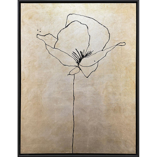 Silver Poppies I Wood Frame Canvas Art