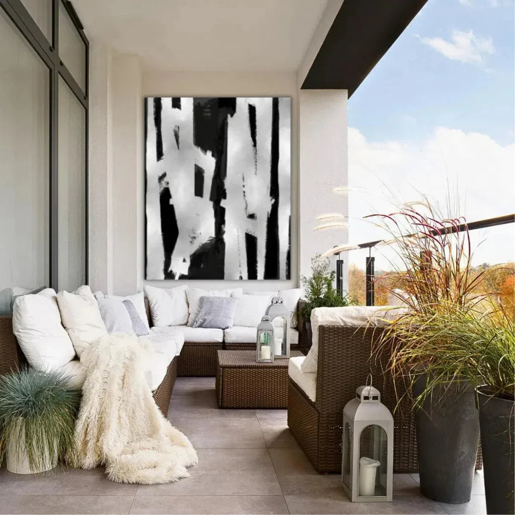 Silver Strokes Indoor Outdoor Wall Art - LOOMLAN - LOOMLAN - Canvas Art