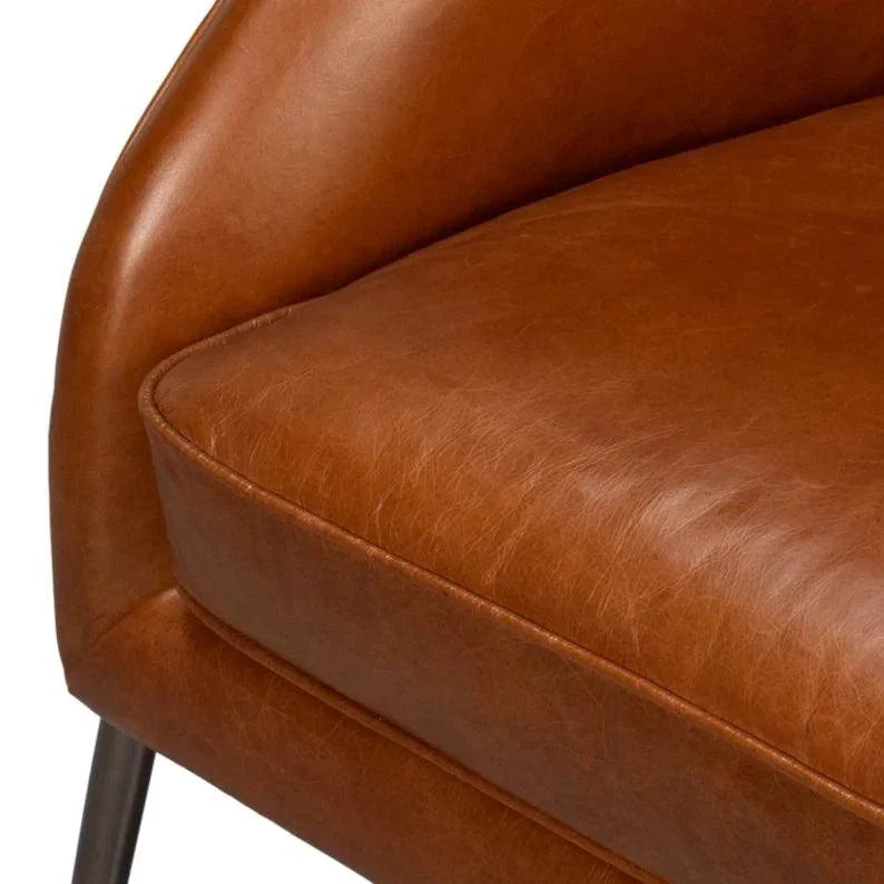 Simmons Modern Havana Brown Leather Chair - LOOMLAN - Sarreid - Accent Chairs