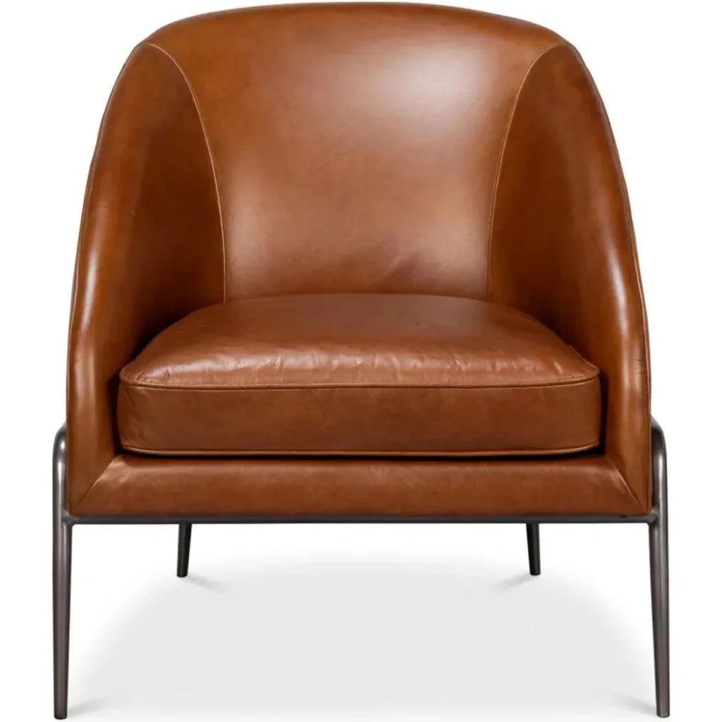 Simmons Modern Havana Brown Leather Chair - LOOMLAN - Sarreid - Accent Chairs