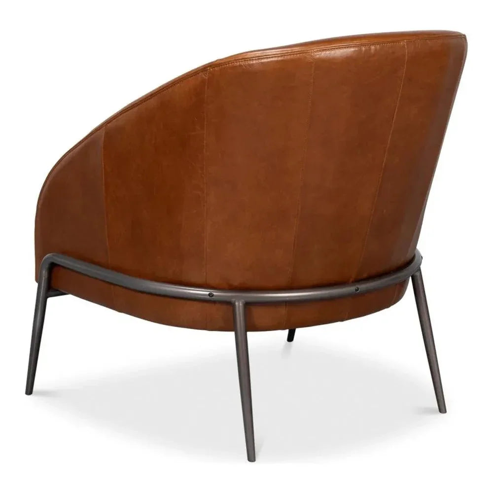 Simmons Modern Havana Brown Leather Chair - LOOMLAN - Sarreid - Accent Chairs