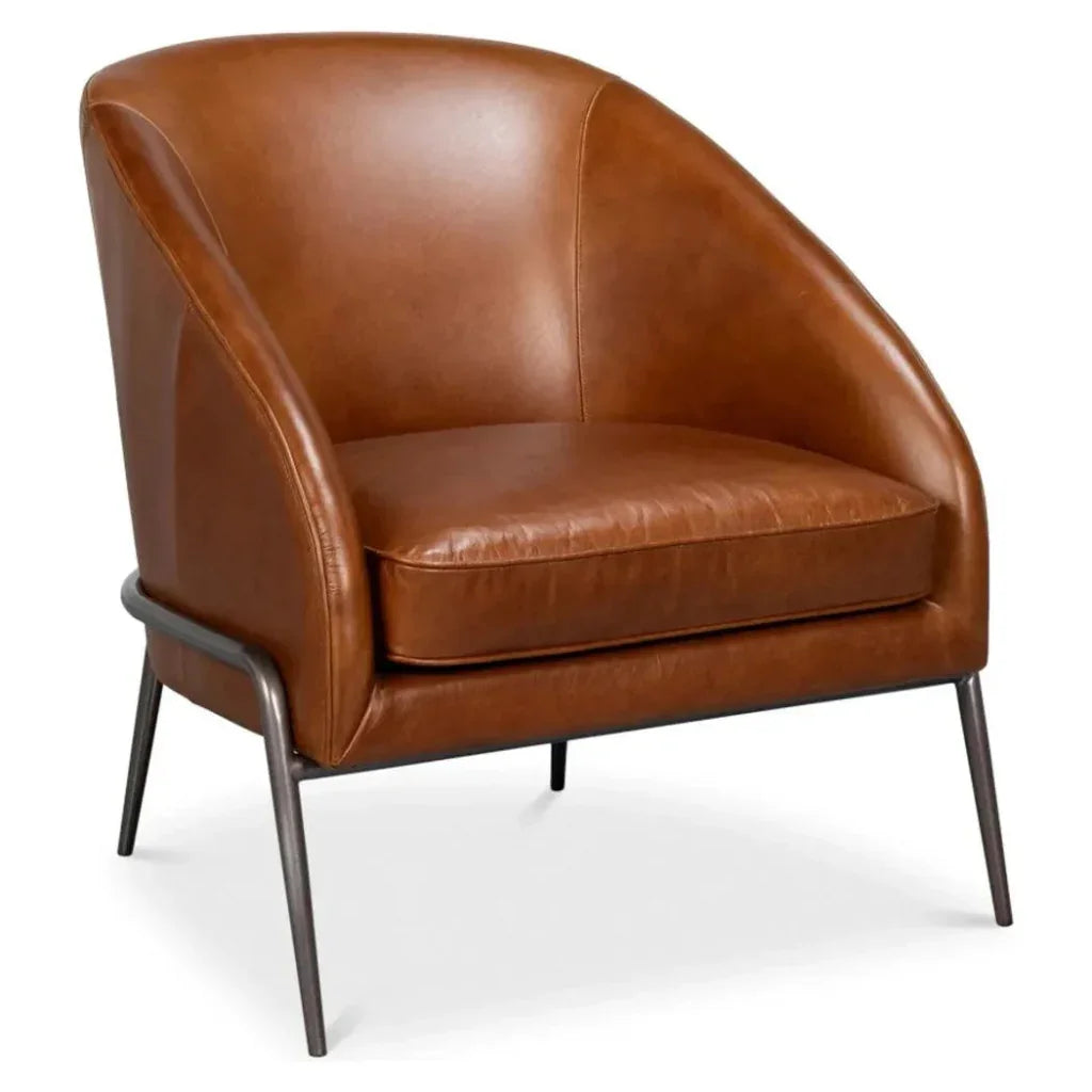 Simmons Modern Havana Brown Leather Chair - LOOMLAN - Sarreid - Accent Chairs