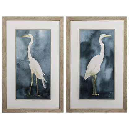 Simple Egret Teal Framed Wall Art 2PC