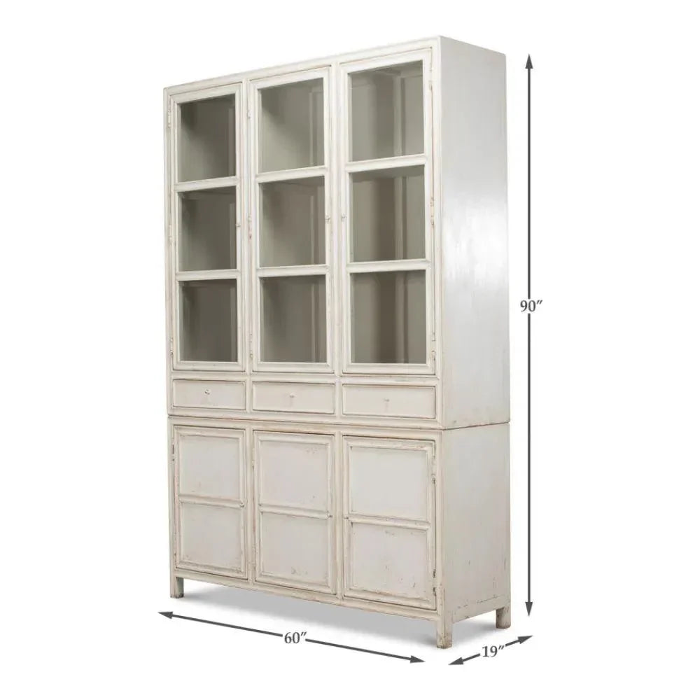 Simplicity Bookcase Curio Glass Doors & Drawers - LOOMLAN - Sarreid - Buffets & Curios