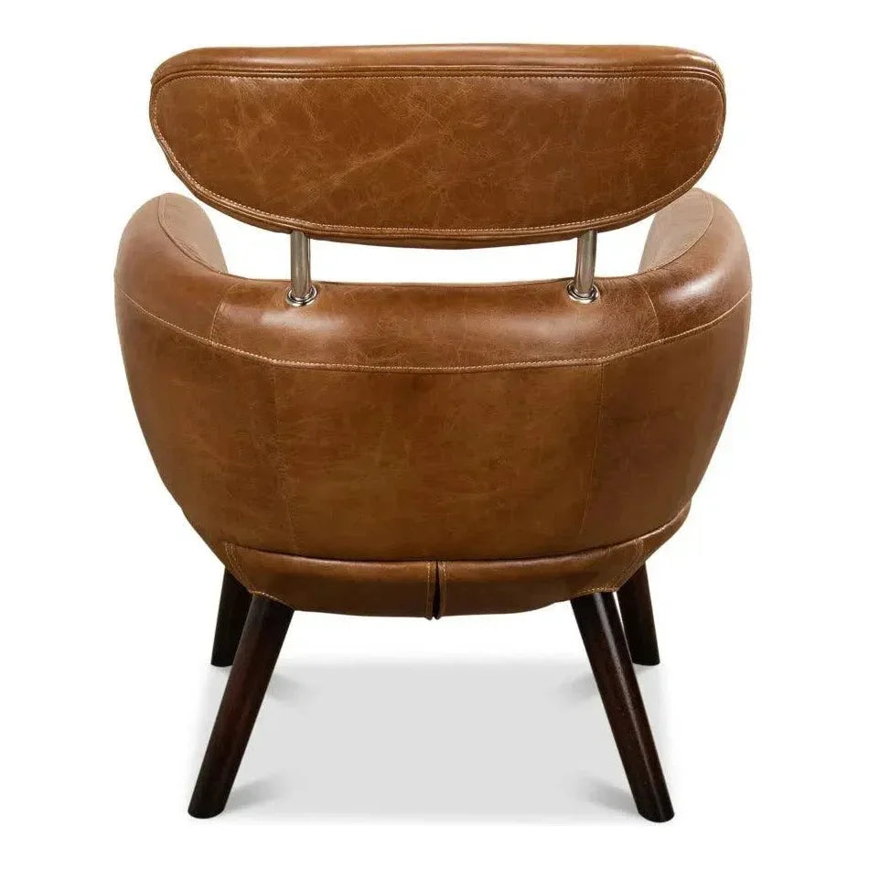 Sinclair Arm Chair Unique Leather Accent Chair - LOOMLAN - Sarreid - Accent Chairs