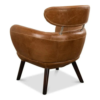 Sinclair Arm Chair Unique Leather Accent Chair - LOOMLAN - Sarreid - Accent Chairs