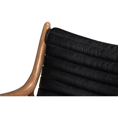 Singletary Wood and Leather Black Armchair - LOOMLAN - Sarreid - Accent Chairs
