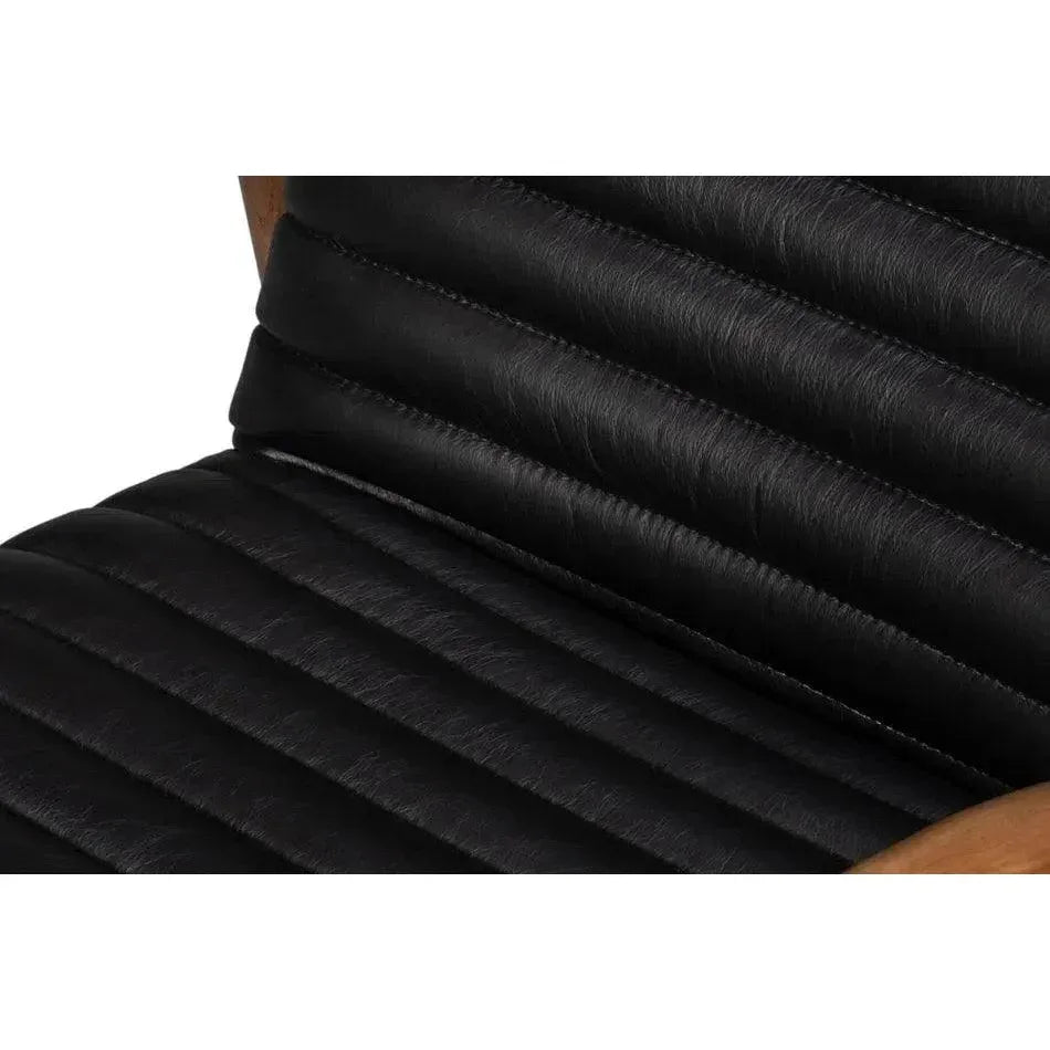 Singletary Wood and Leather Black Armchair - LOOMLAN - Sarreid - Accent Chairs