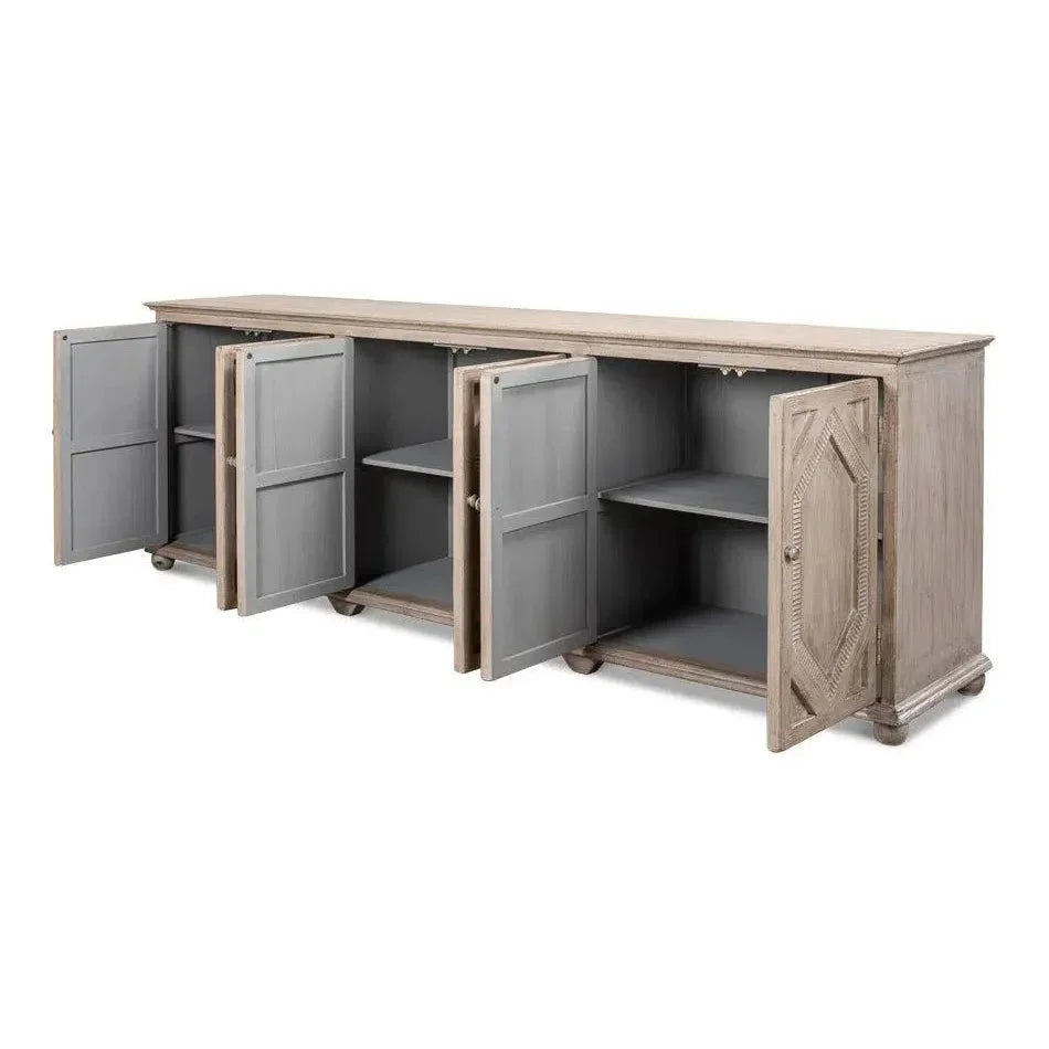 Six Diamonds Sideboard French Grey - LOOMLAN - Sarreid - Sideboards