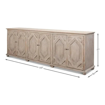 Six Diamonds Sideboard French Grey - LOOMLAN - Sarreid - Sideboards