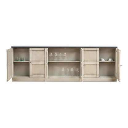 Six Door Console Sideboard Slim Washed Grey Stone - LOOMLAN - Sarreid - Console Tables