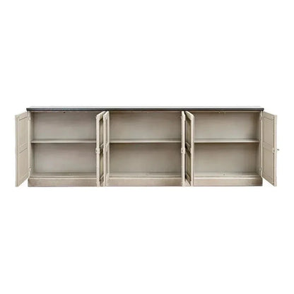 Six Door Console Sideboard Slim Washed Grey Stone - LOOMLAN - Sarreid - Console Tables