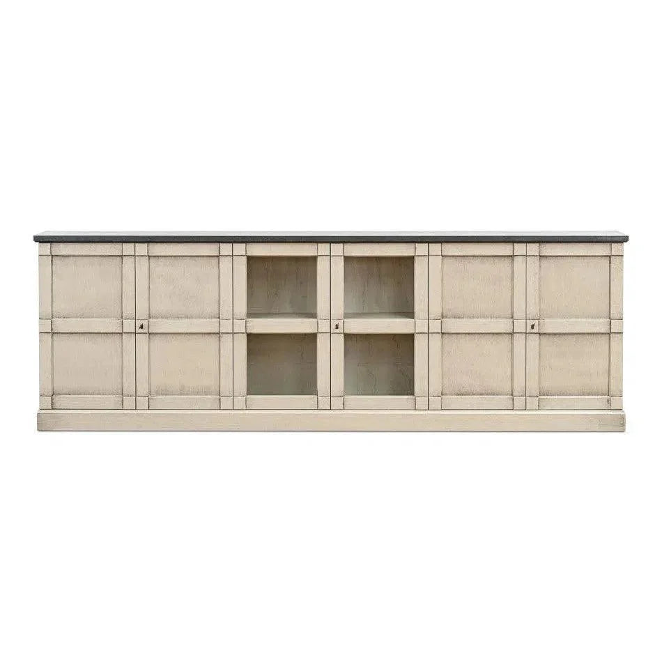 Six Door Console Sideboard Slim Washed Grey Stone - LOOMLAN - Sarreid - Console Tables