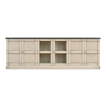 Six Door Console Sideboard Slim Washed Grey Stone - LOOMLAN - Sarreid - Console Tables
