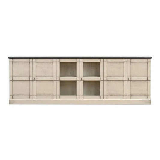 Six Door Console Sideboard Slim Washed Grey Stone - LOOMLAN - Sarreid - Console Tables